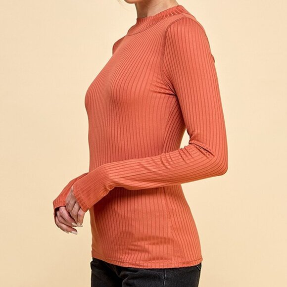 Heart & Hips Long Sleeve Mock Ribbed Stretch Turtleneck Top - Color Choice - Picture 6 of 16